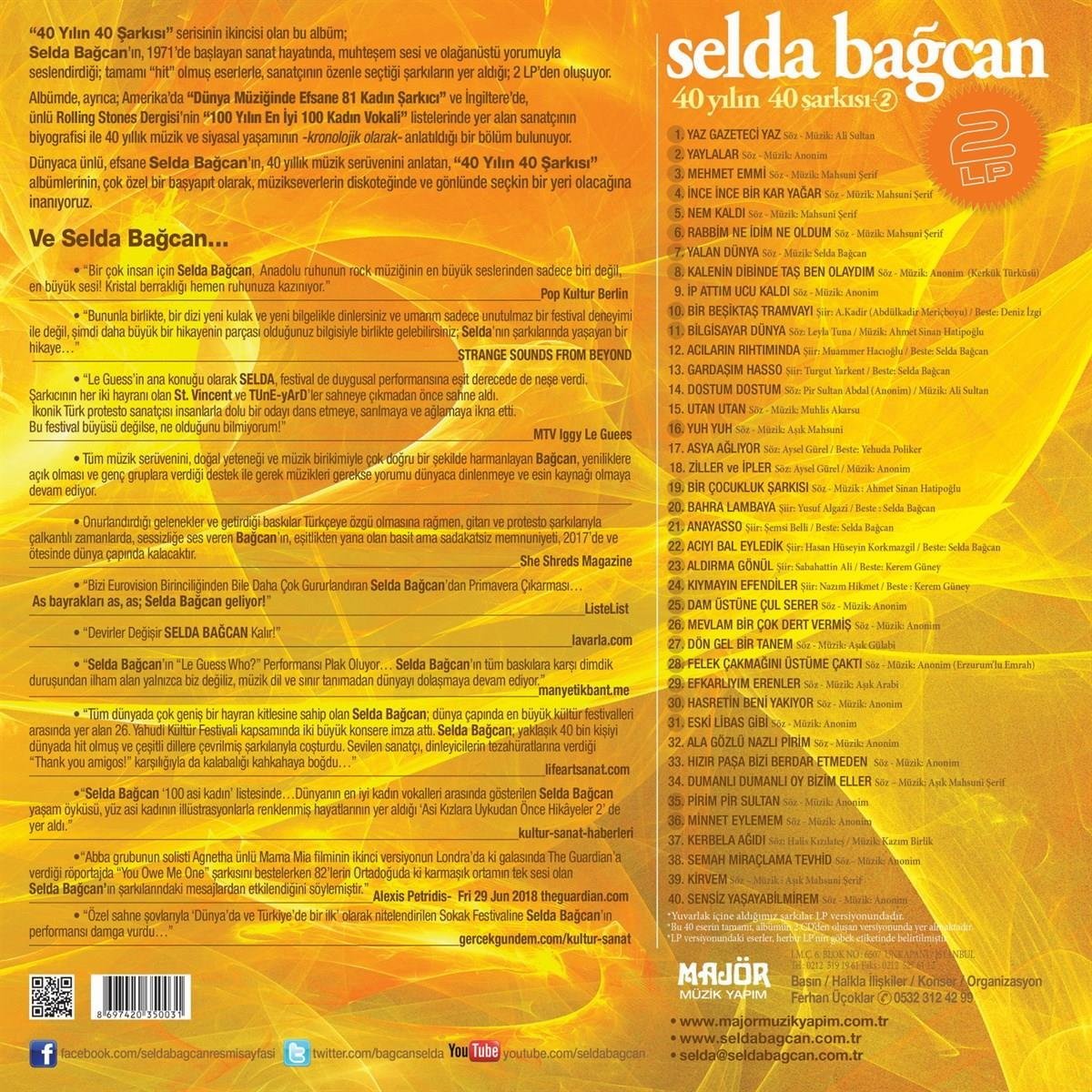 Selda Bağcan - 40 Yılın 40 Şarkısı - 2 (2 LPs)