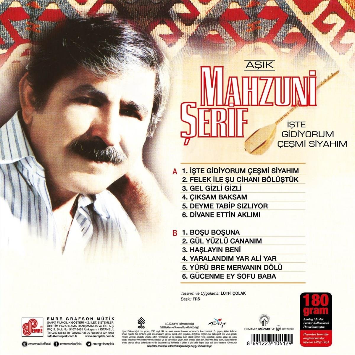 Aşık Mahzuni Şerif - İşte Gidiyorum Çeşmi Siyahım (Schallplatte, Vinyl, Plak)